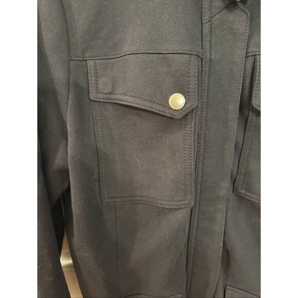 Lauren Ralph Lauren Black Jersey Funnel Neck Zip Button Jacket sz L EUC - Picture 3 of 9